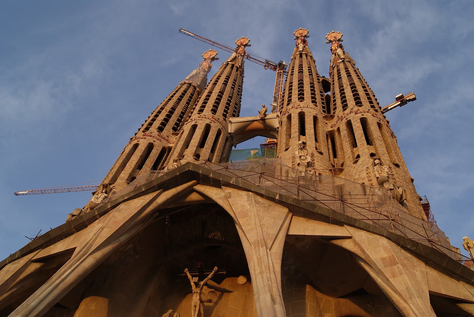 The spires of Gaudí's Sagrada Família in Barcelona at golden hour